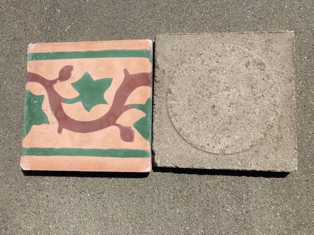 Hand-Crafted Moroccan Encaustic Cement Vintage Tile Sample For Sale