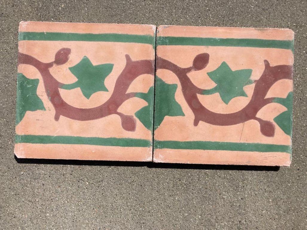 Moroccan Encaustic Cement Vintage Tile Sample In Good Condition For Sale In North Hollywood, CA