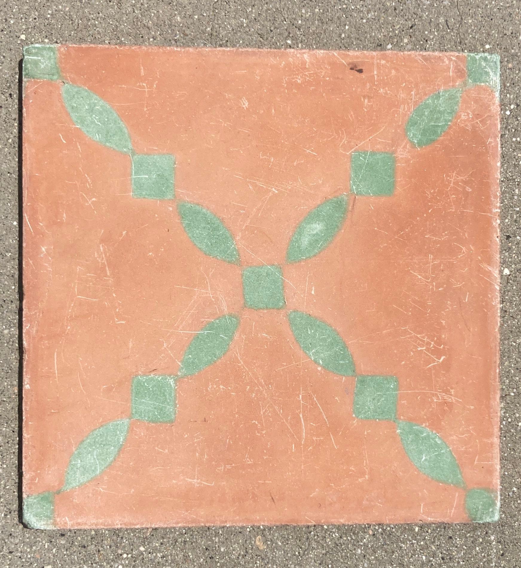 Moroccan Encaustic Cement Tile Sample Orange For Sale 1