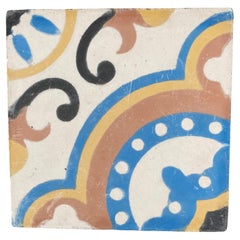 Moroccan Encaustic Cement Tile with Moorish Blue Design