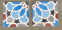 Moroccan Encaustic Cement Tile with Moorish Fez Design Set of 2
