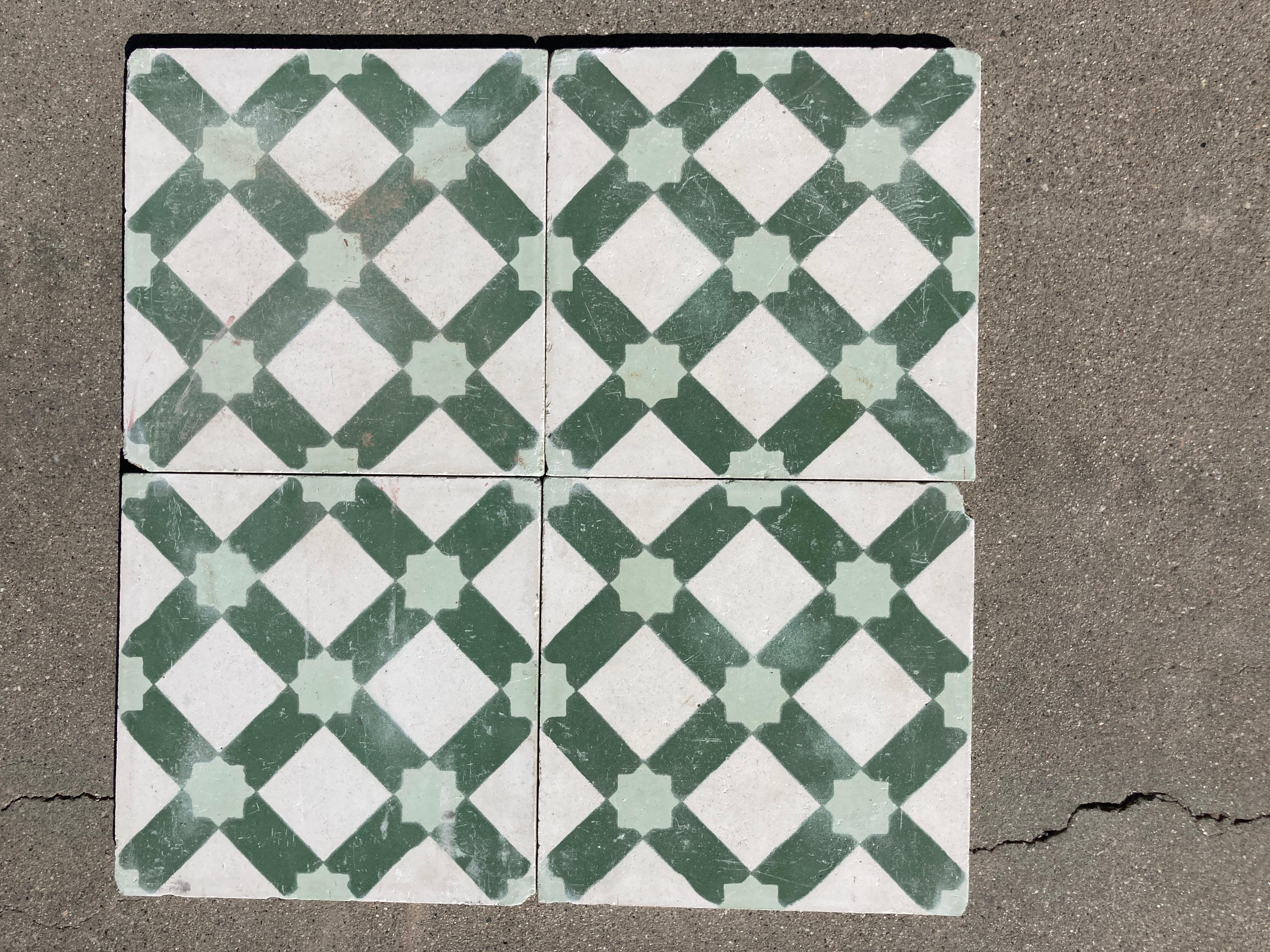 Hand-Crafted Moroccan Encaustic Cement Tiles with Moorish Design