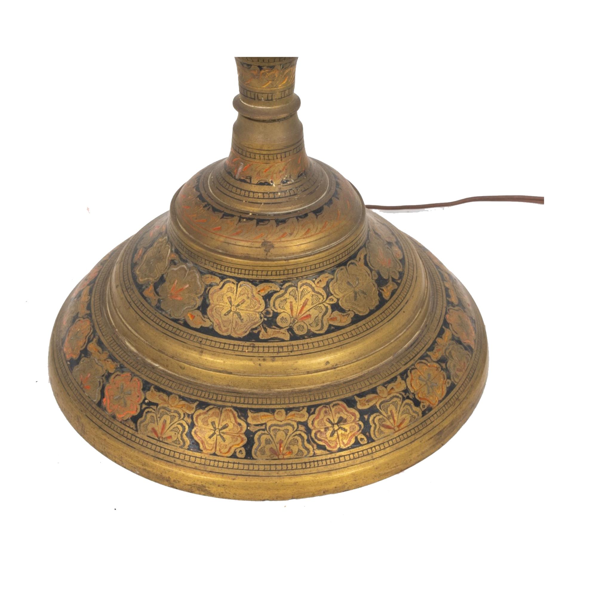 Moroccan Engraved Brass Floor Lamp For Sale 4