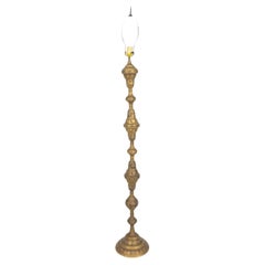 Vintage Moroccan Engraved Brass Floor Lamp
