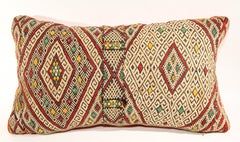 Vintage 1950s Moroccan Berber Tribal Throw Pillow, Handwoven Rug