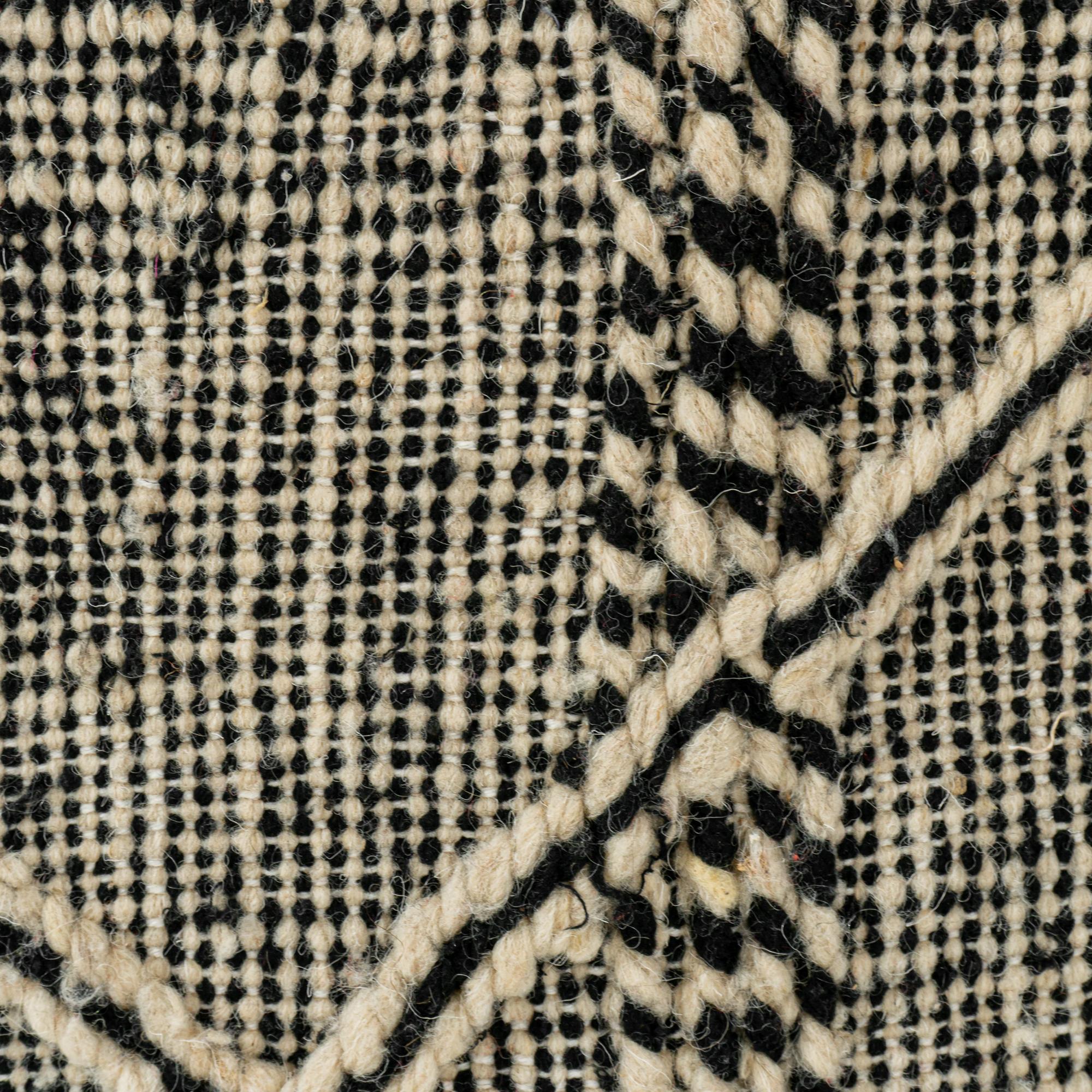 Marokkanischer Stoff Zanafi Schwarz-Weiß Pouf - Schwarz/Weiß 2