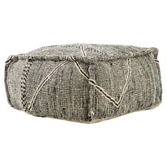 Moroccan Fabric Zanafi Black & White Pouf - Black/White