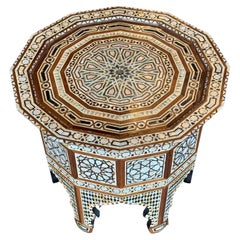 Moroccan Feaux Ivory and Turquoise Coffee Table