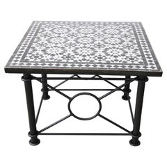 Moroccan Fez Mosaic Tile Coffee Table in Black and White