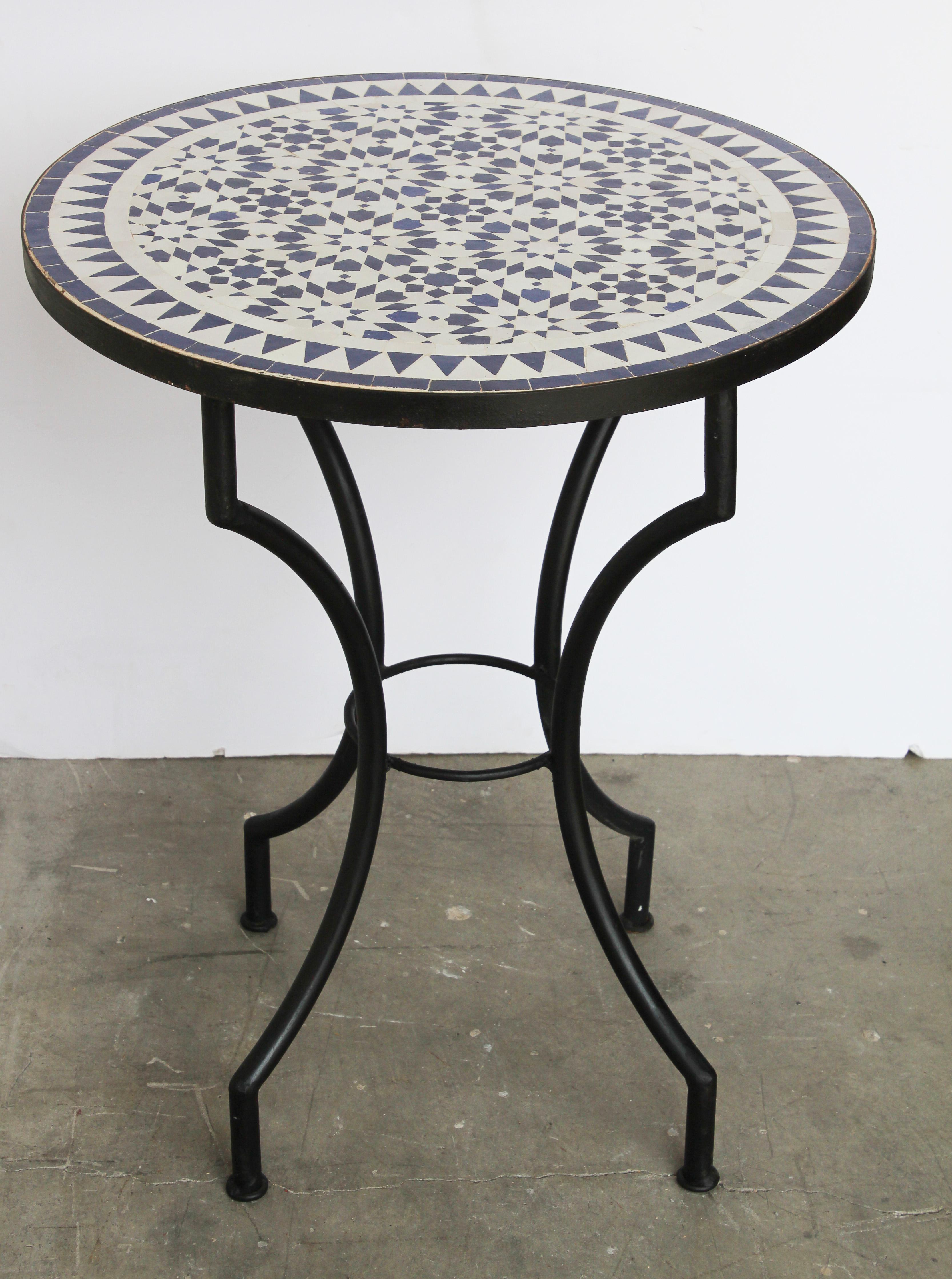Moroccan Fez Mosaic Blue and White Tiles Bistro Table 4