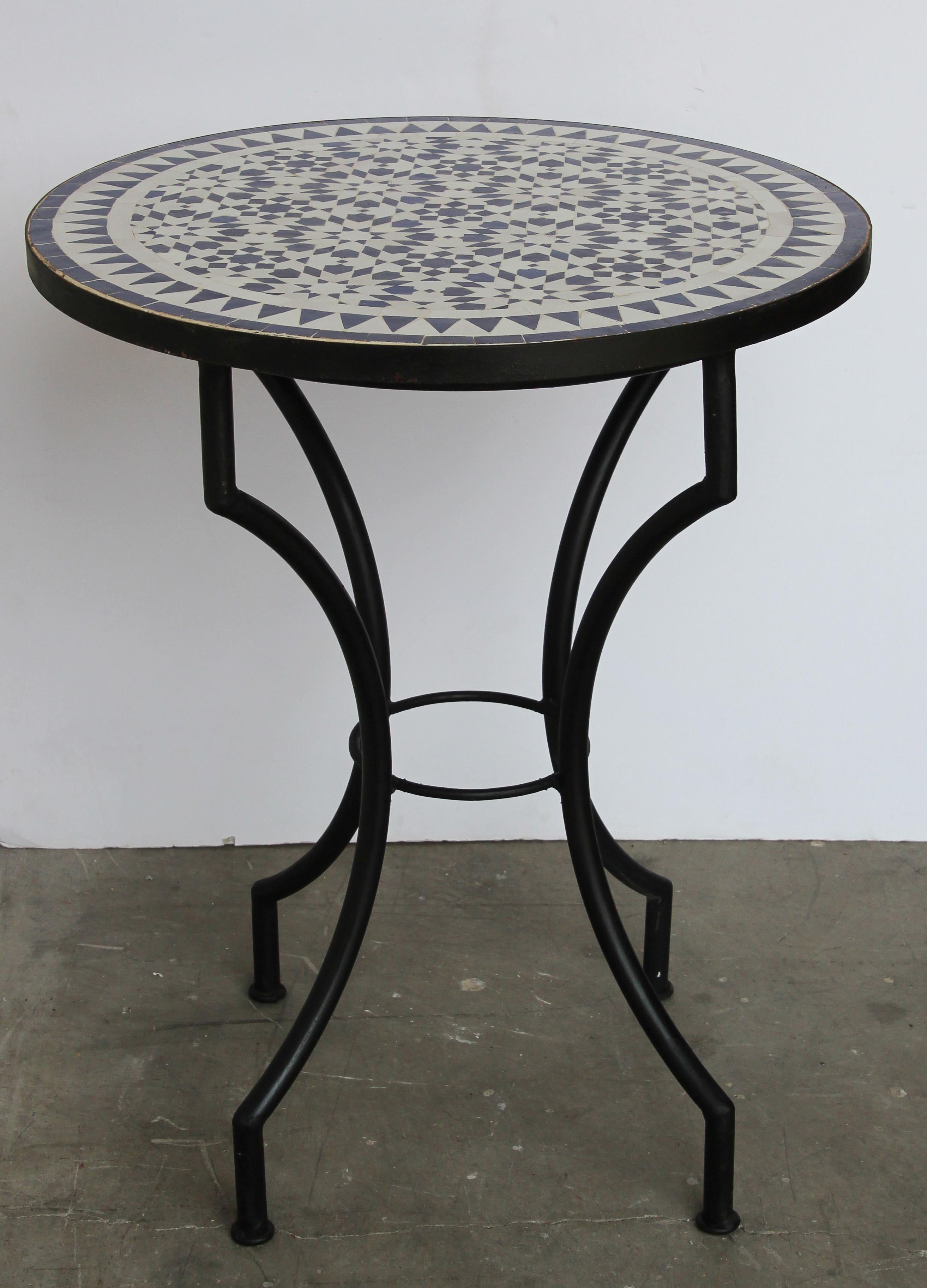 Moroccan Fez Mosaic Blue and White Tiles Bistro Table 5