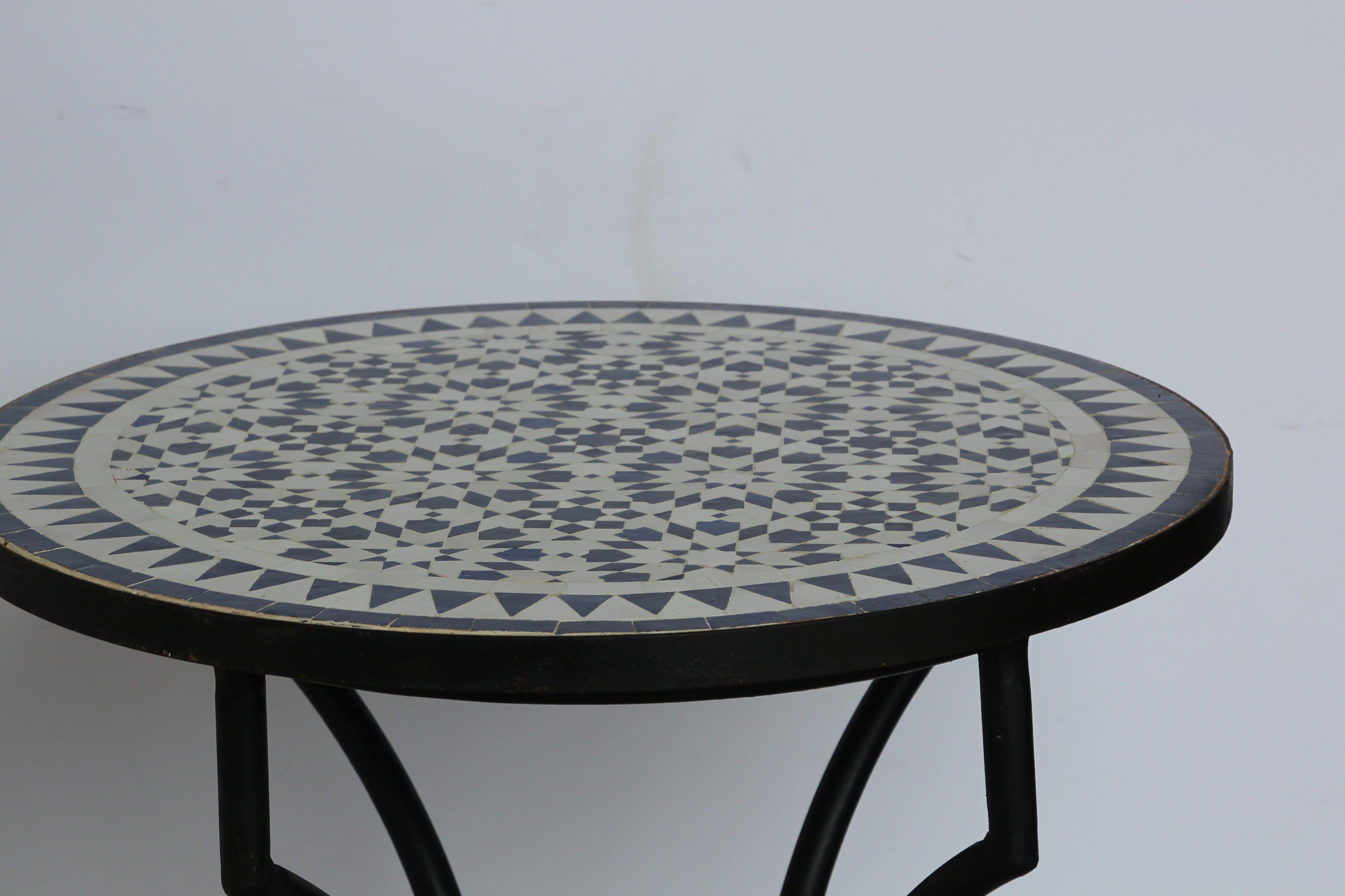 Moroccan Fez Mosaic Blue and White Tiles Bistro Table 6