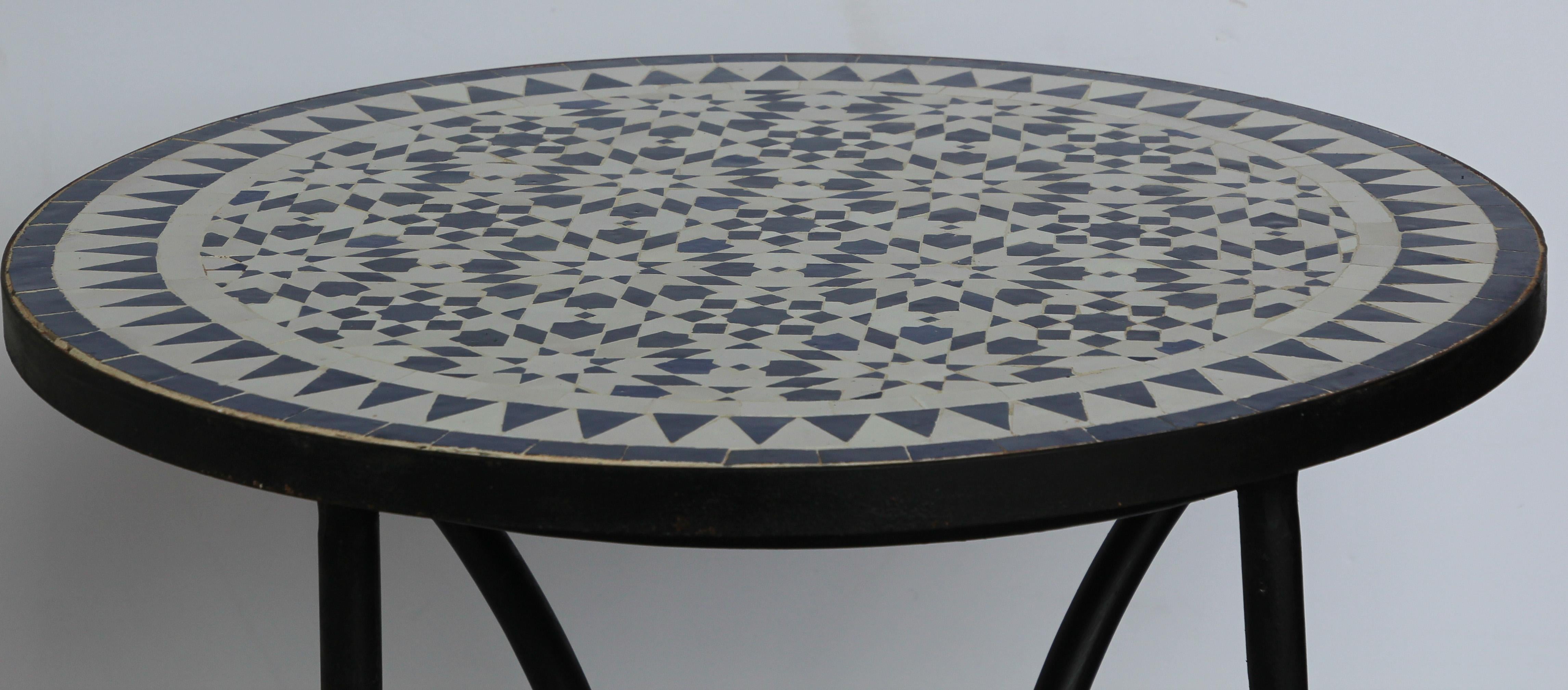 Moroccan Fez Mosaic Blue and White Tiles Bistro Table 8