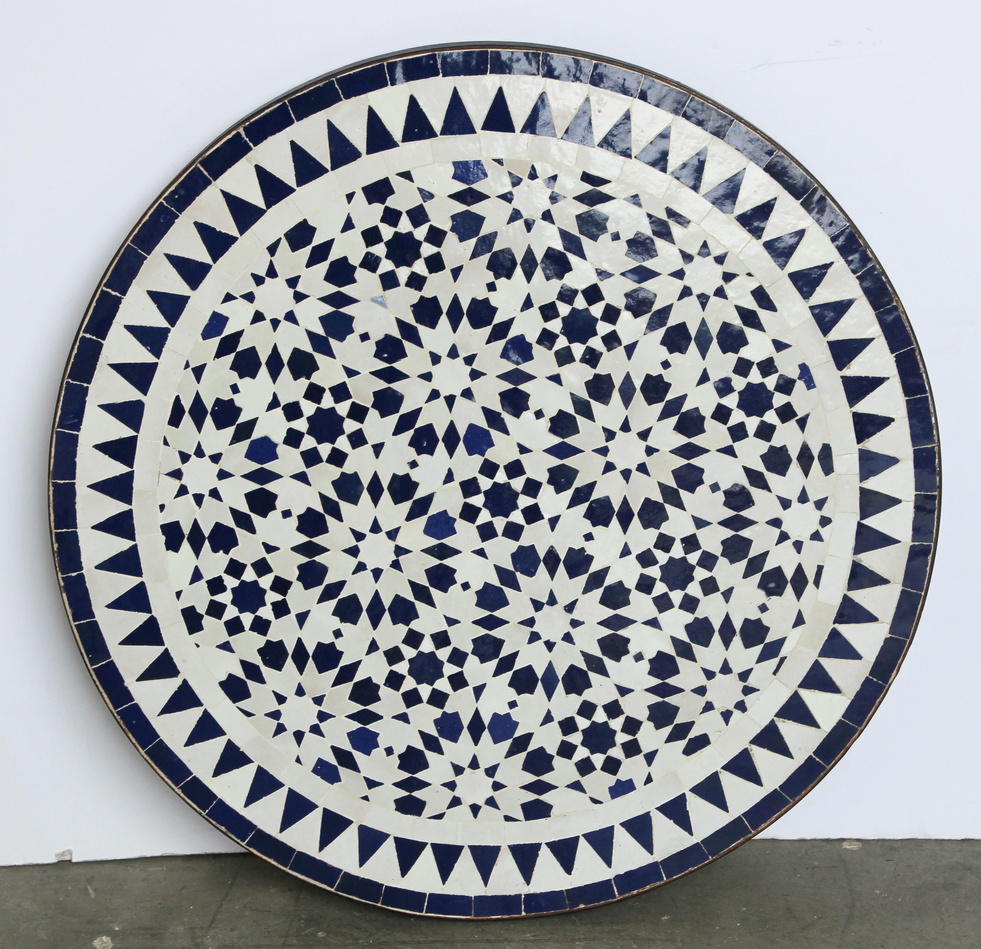 Moroccan Fez Mosaic Blue and White Tiles Bistro Table 11