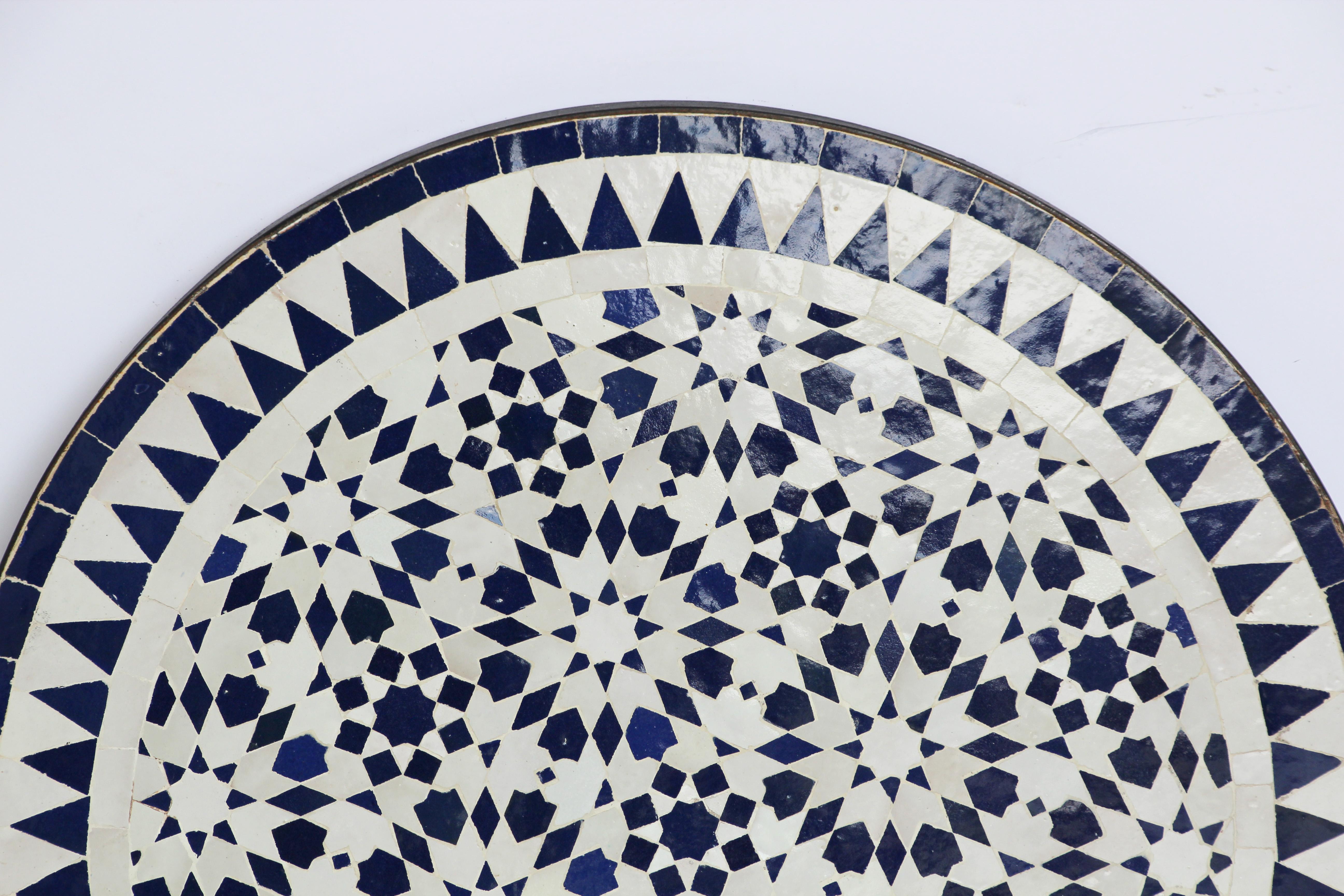 Moroccan Fez Mosaic Blue and White Tiles Bistro Table 13