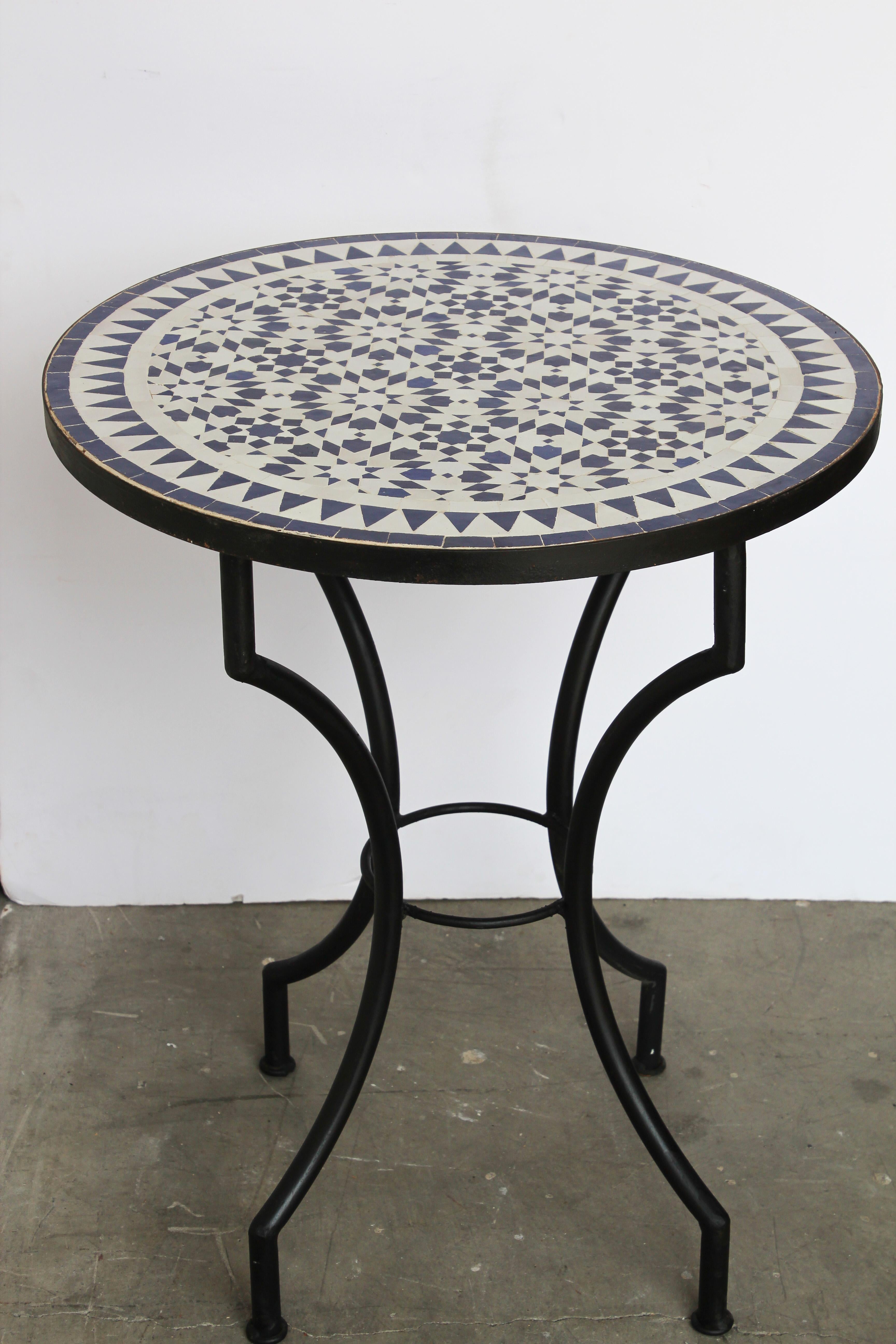 Moroccan Fez Mosaic Blue and White Tiles Bistro Table 3