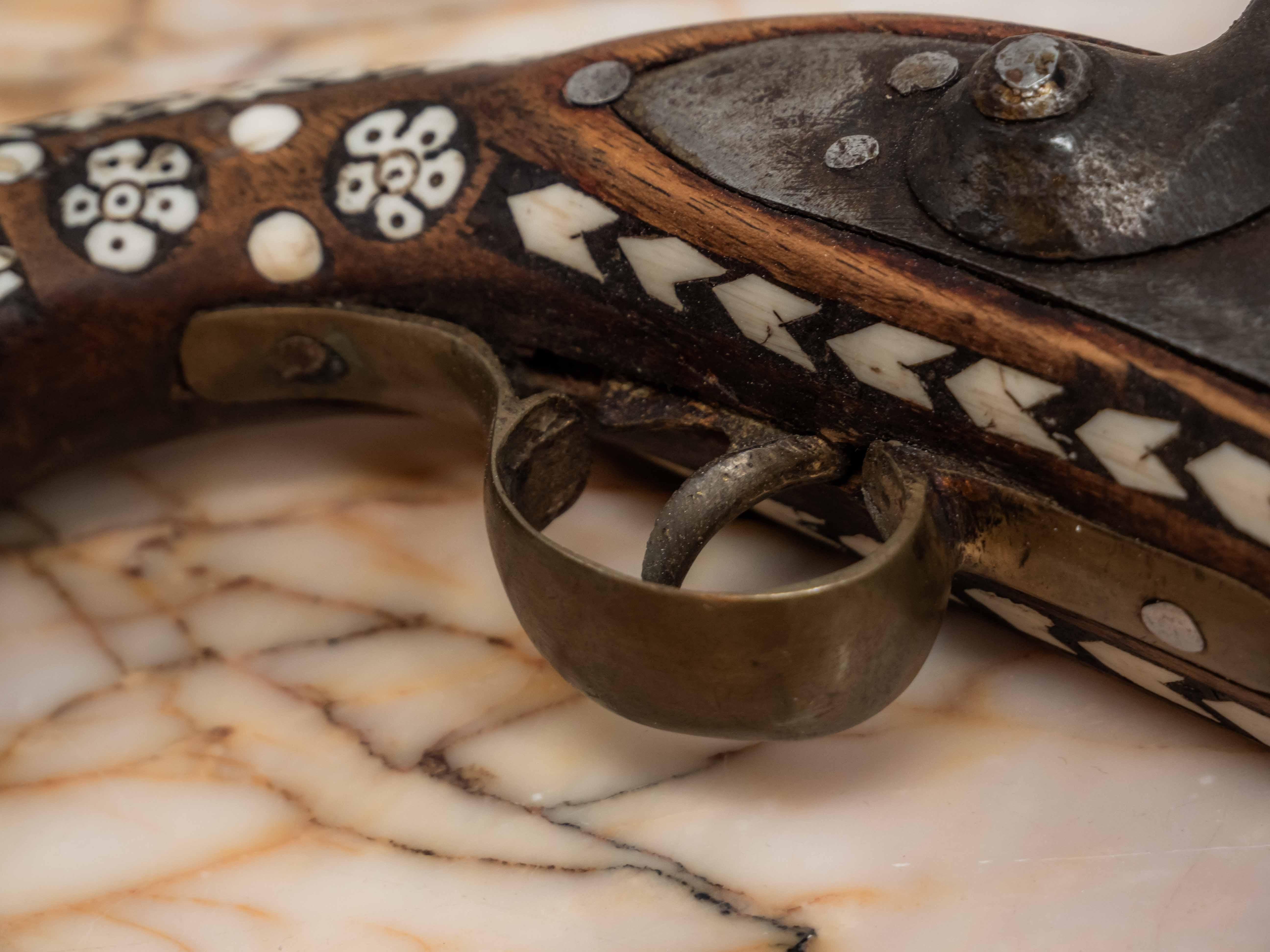 Hand-Crafted Moroccan flintlock pistol from the 19th century
