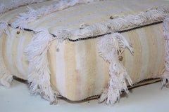 Moroccan Floor Pillow Bohemian Pouf with Silver Sequins and Long Fringes