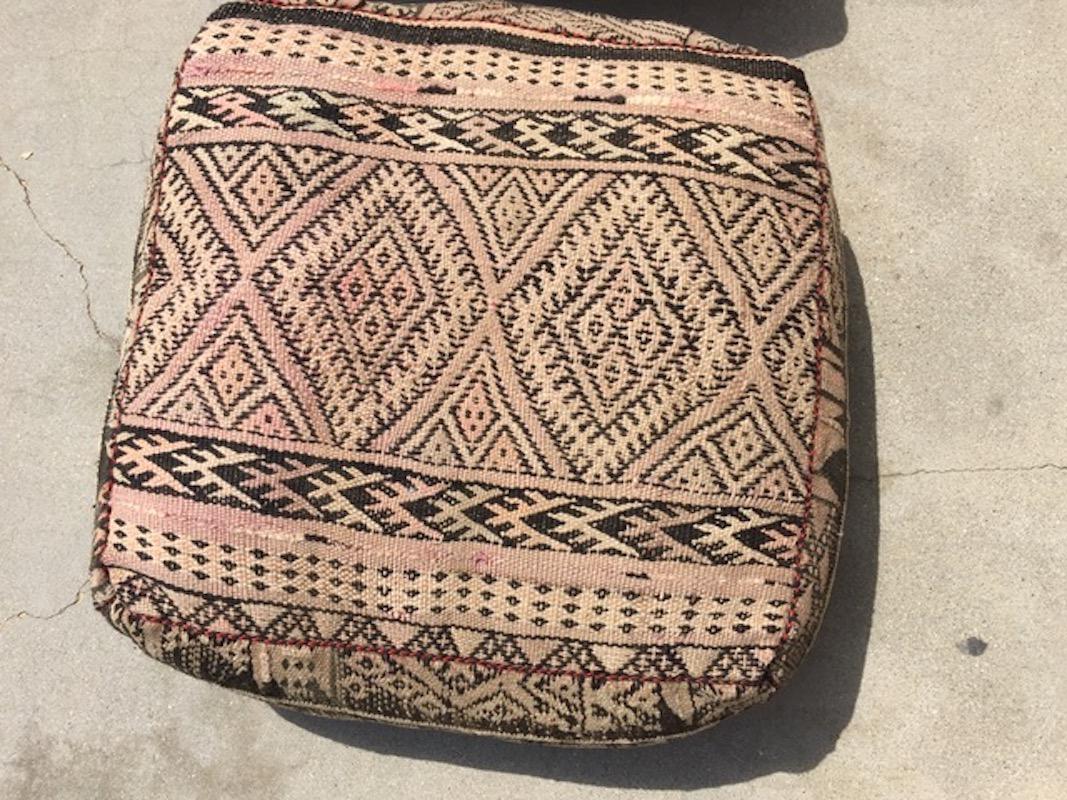 Moroccan Floor Pillow Seat Cushion Made from a Vintage Tribal Berber Rug 13