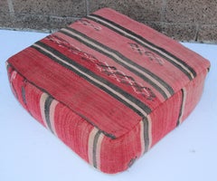 Vintage Moroccan Floor Pillow Seat Cushion Made from a Berber Old Rug