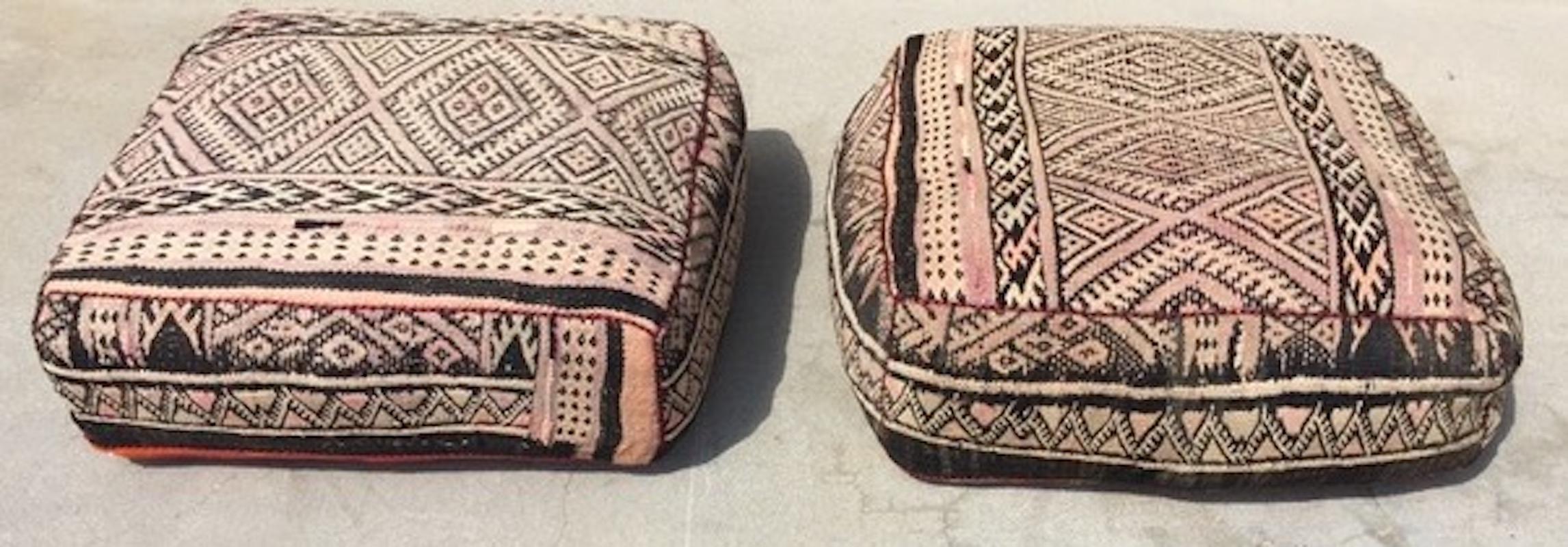 Moroccan Floor Pillow Seat Cushion Made from a Vintage Tribal Berber Rug 14
