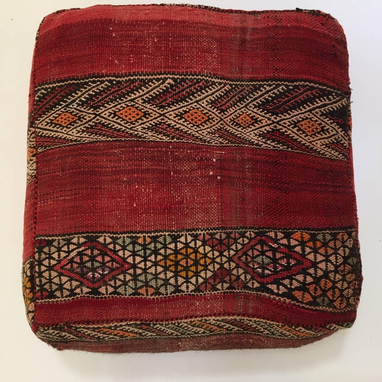 Moroccan Floor Pillow Tribal Seat Cushion Made from a Vintage Berber