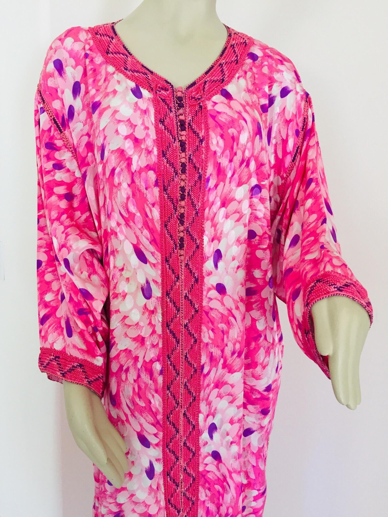 Moroccan Floral Pink Kaftan Maxi Dress Caftan Size Large 7