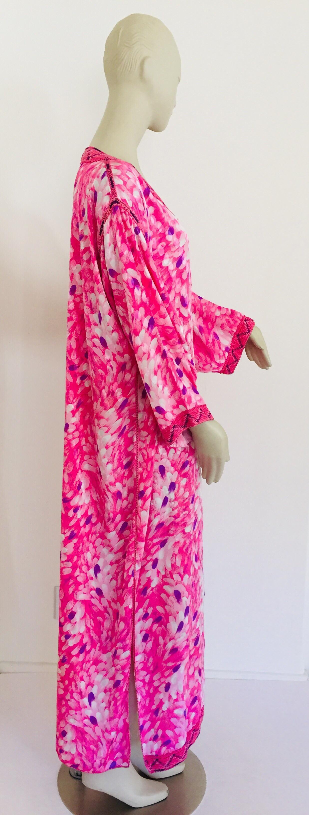Moroccan Floral Pink Kaftan Maxi Dress Caftan Size Large 12
