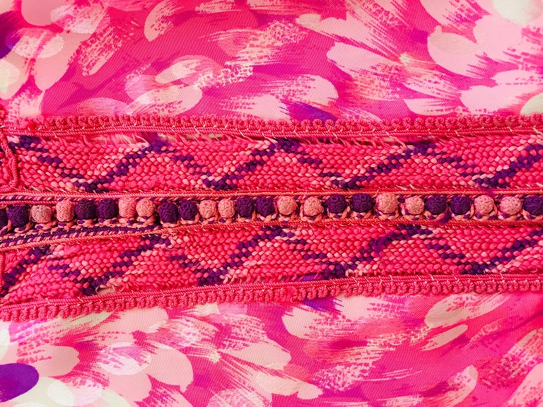 Moroccan Floral Pink Kaftan Maxi Dress Caftan Size Large For Sale 16