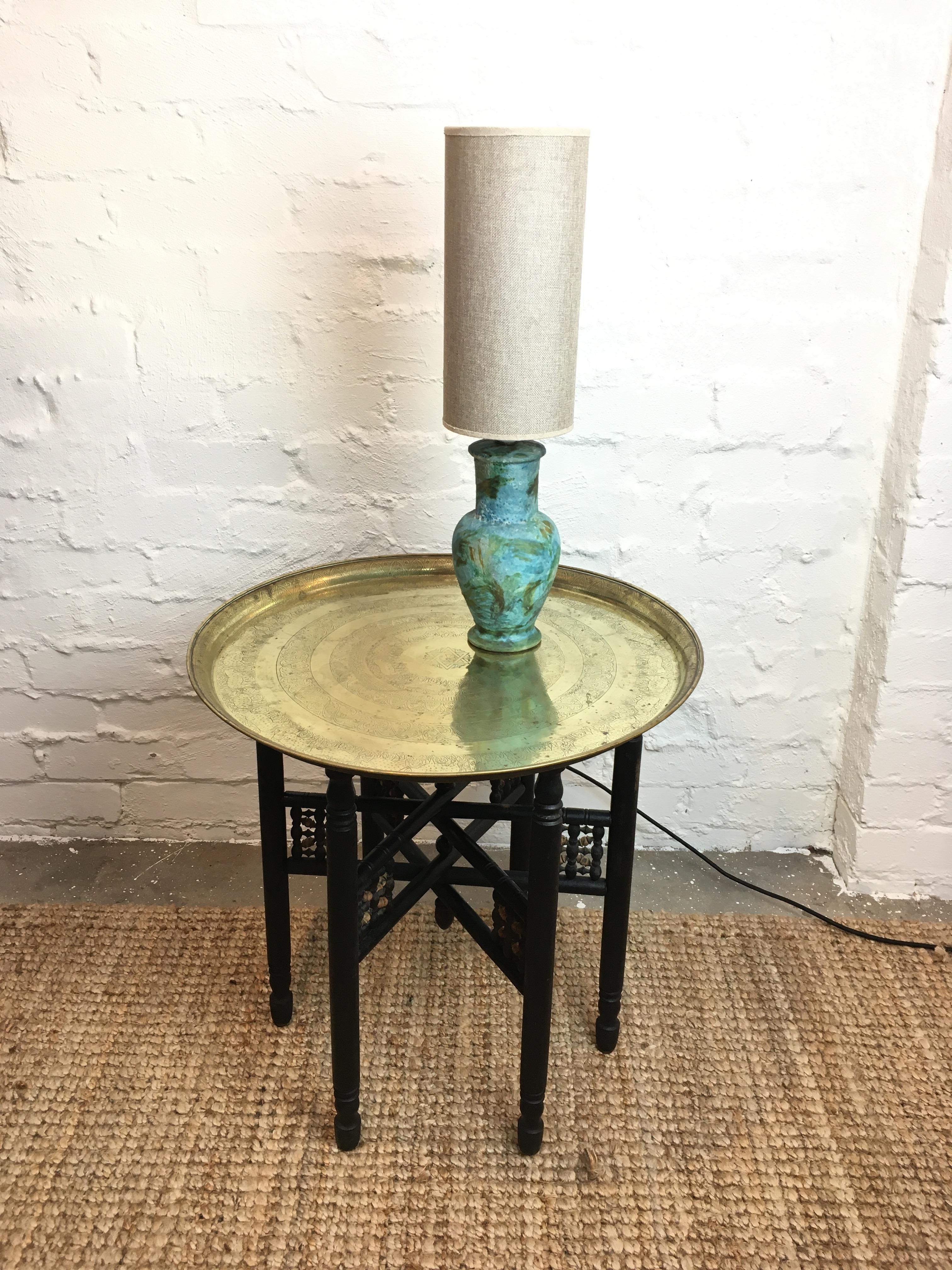 Moroccan Folding Brass Tray Table Early 20th Century 12