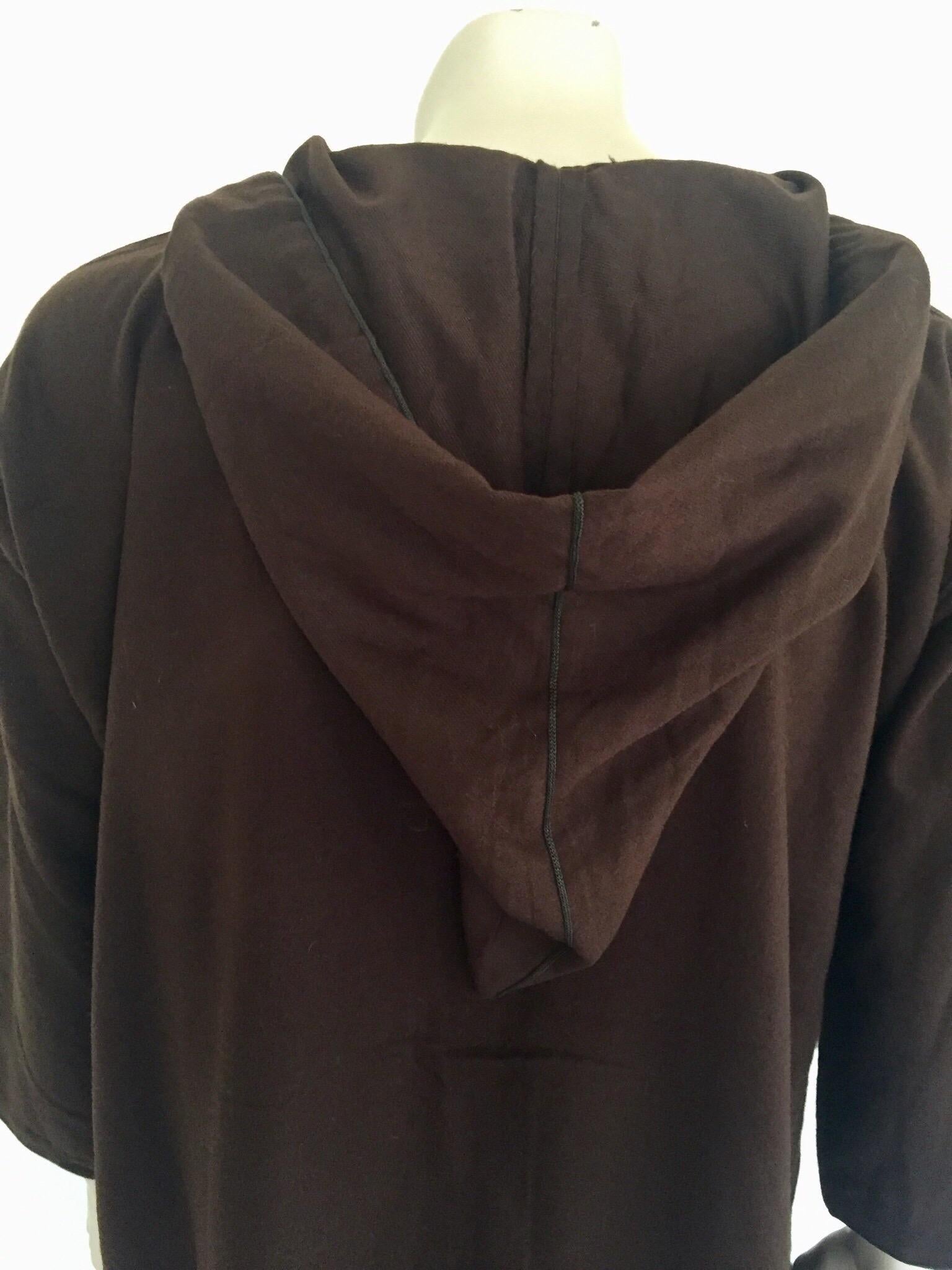 Djellaba marocain pour homme à capuche en laine marron en vente 4