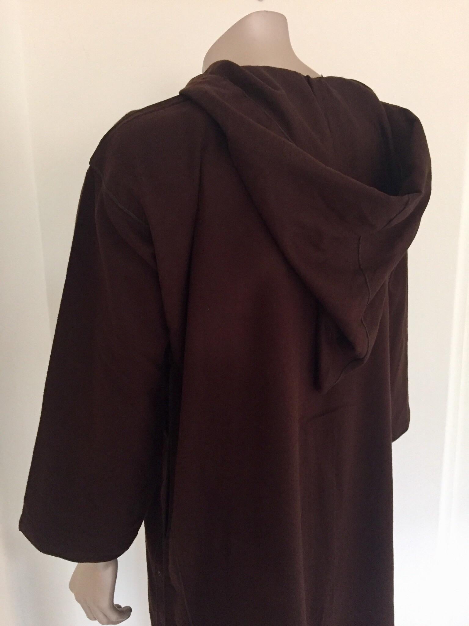 Djellaba marroquí de caballero con capucha de lana marrón Talla M en venta 9