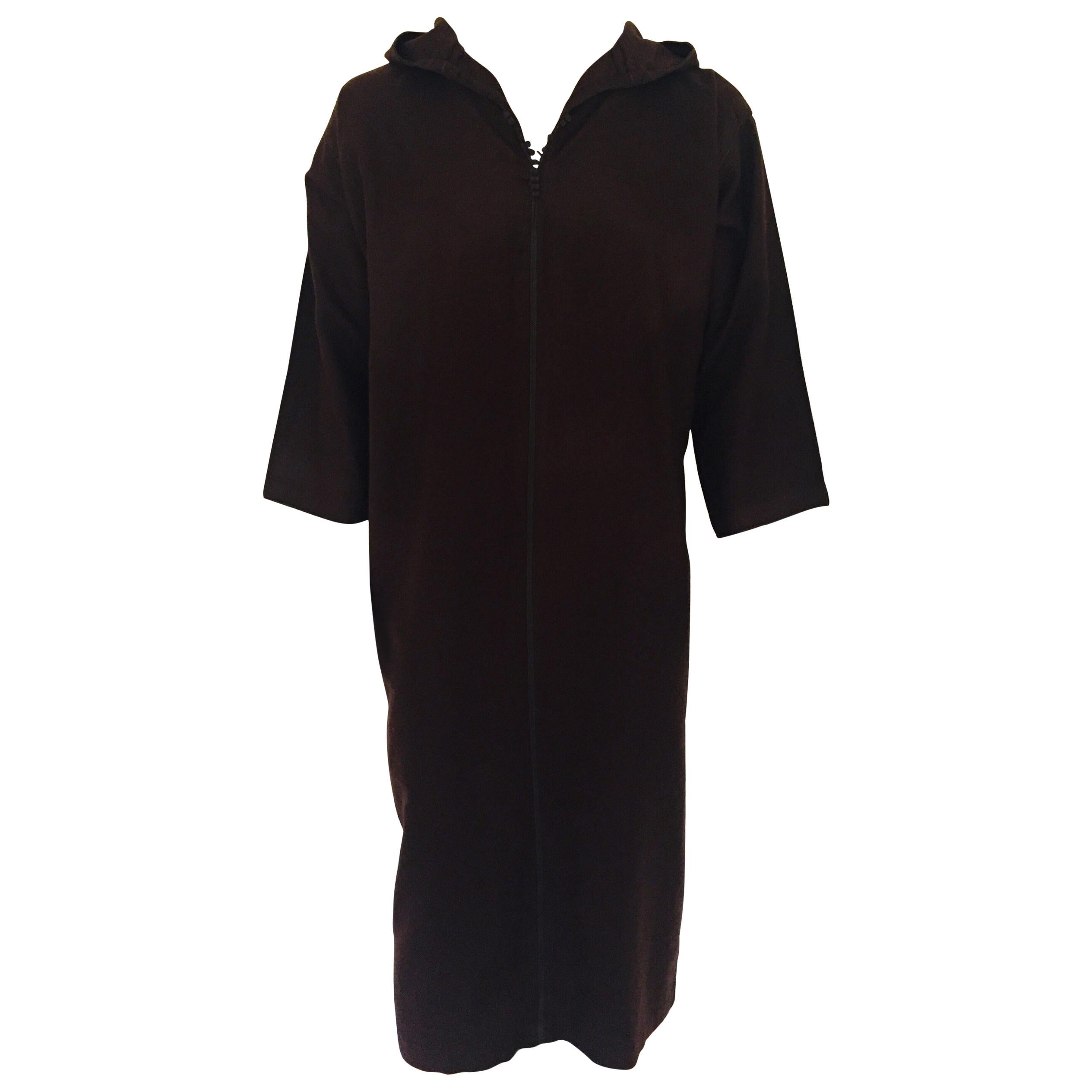 Moroccan Gentleman Hooded Brown Wool Djellaba For Sale