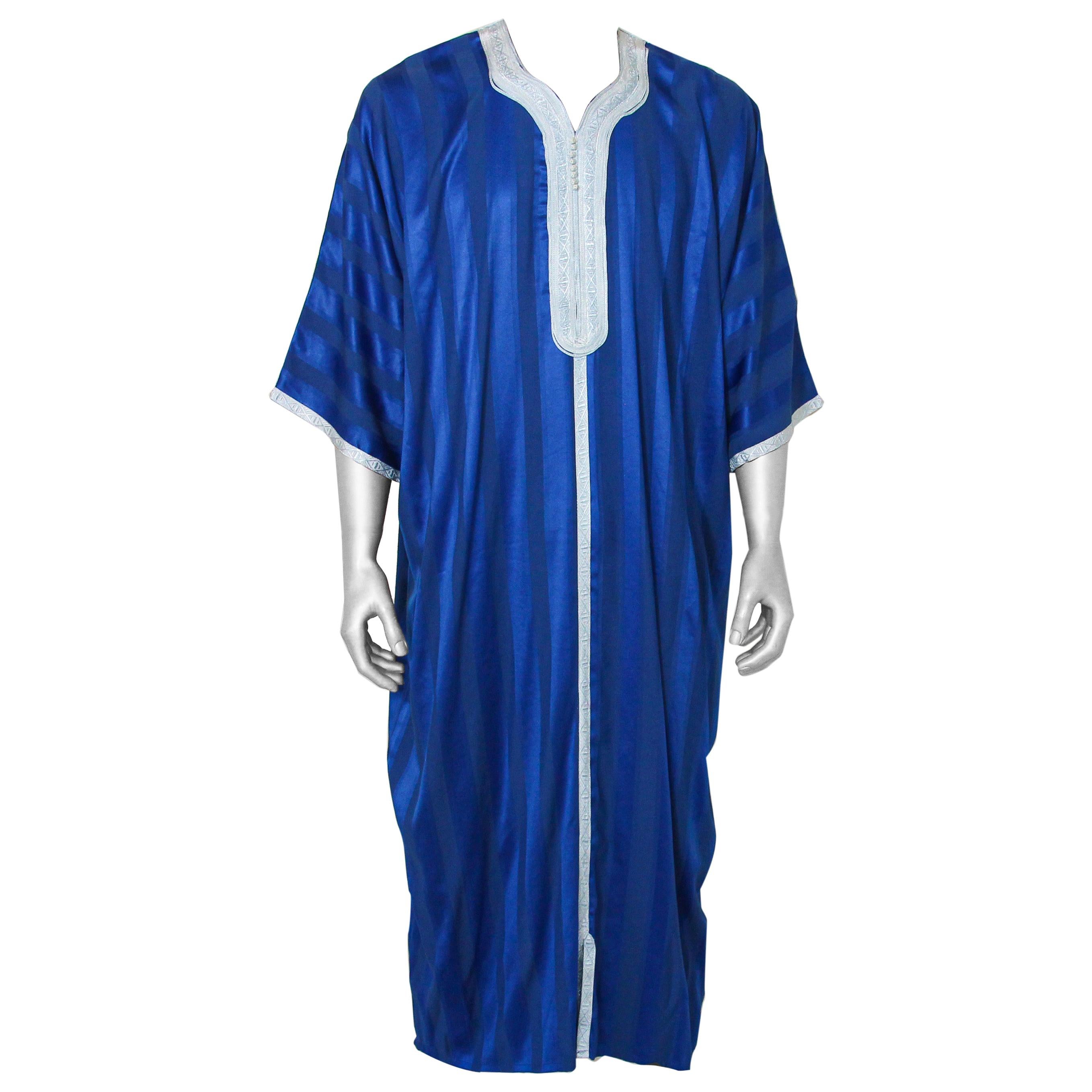 Moroccan Vintage Gentleman Cobalt Blue Caftan