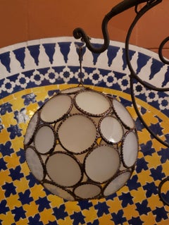 Moroccan Glass Lantern, All White Ball Style