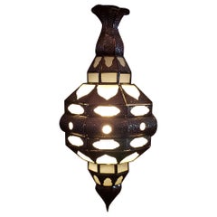 Moroccan Glass Lantern, EL Makki Style, All Frosty White Glass