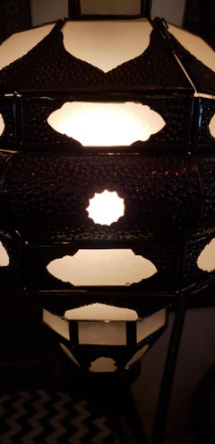 Moroccan Glass Lantern, EL Makki Style, All Frosty White Glass