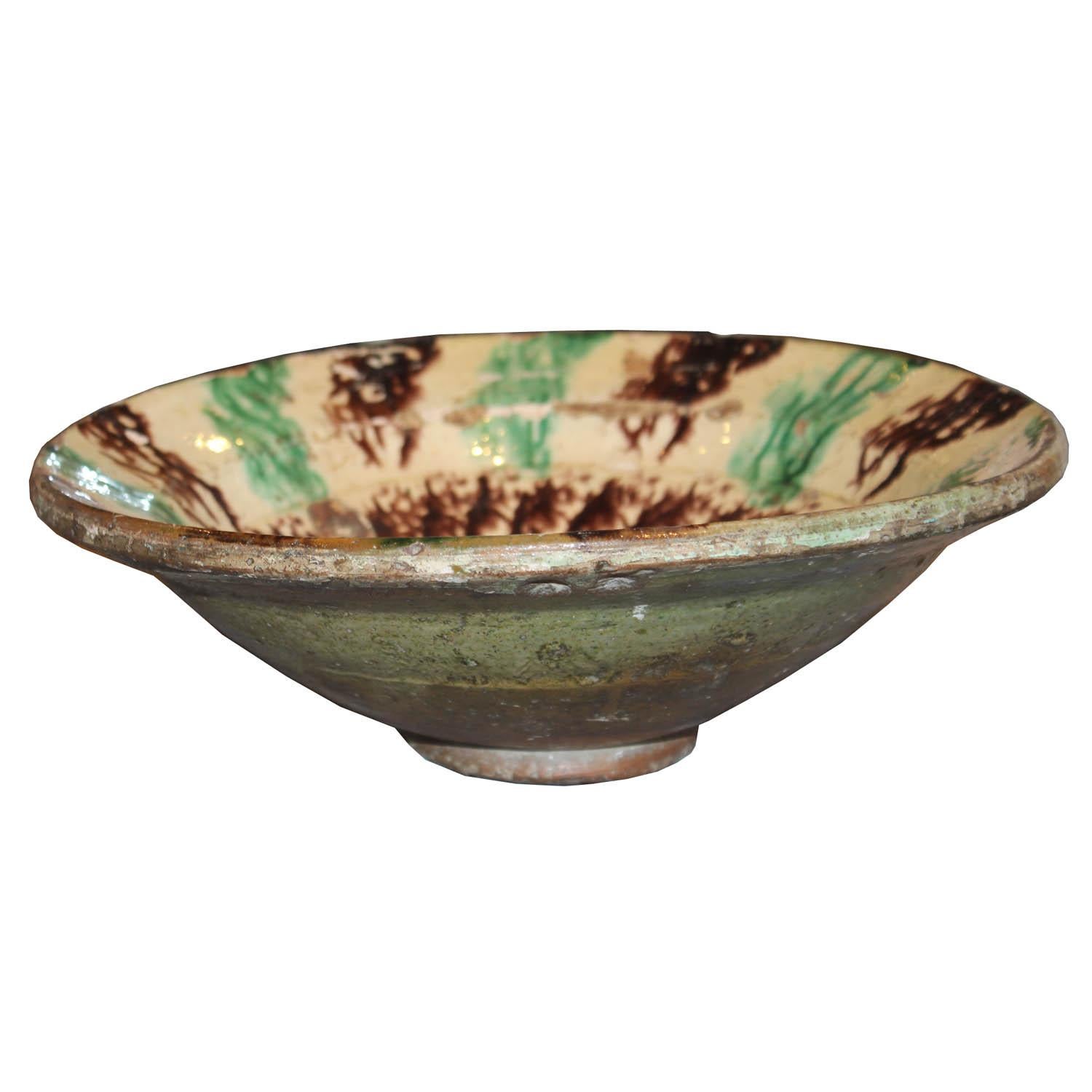 Moroccan Glazed Bowl In Good Condition For Sale In San Francisco, CA