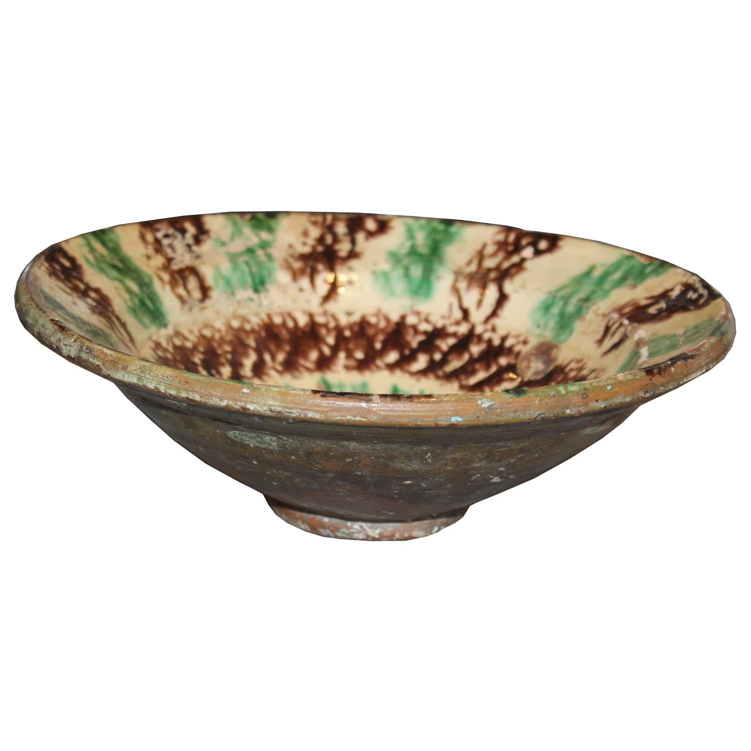 Mid-20th Century Moroccan Glazed Bowl For Sale