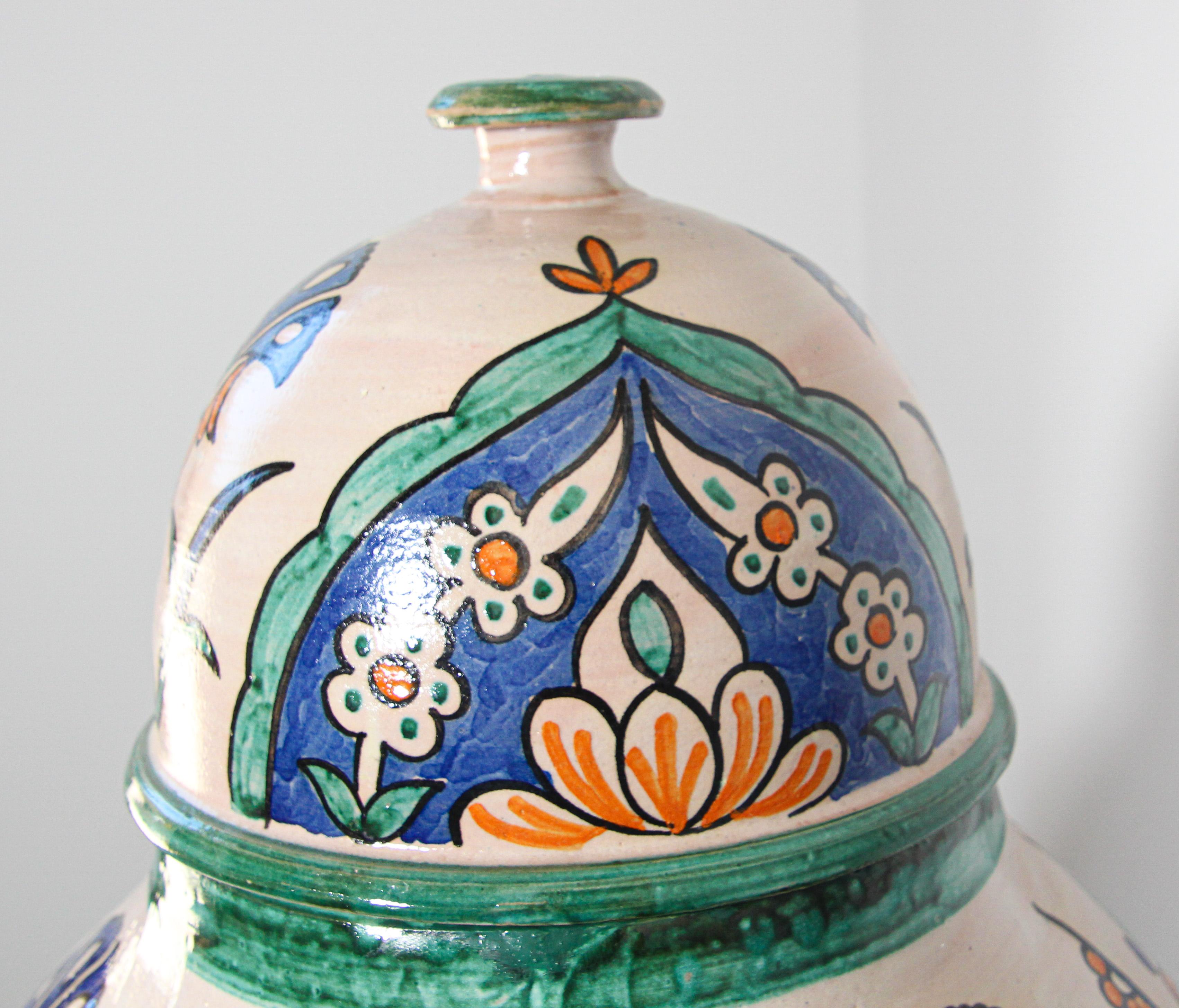 Moroccan Granada Ceramic Lidded Urn from Fez with Moorish Design 3