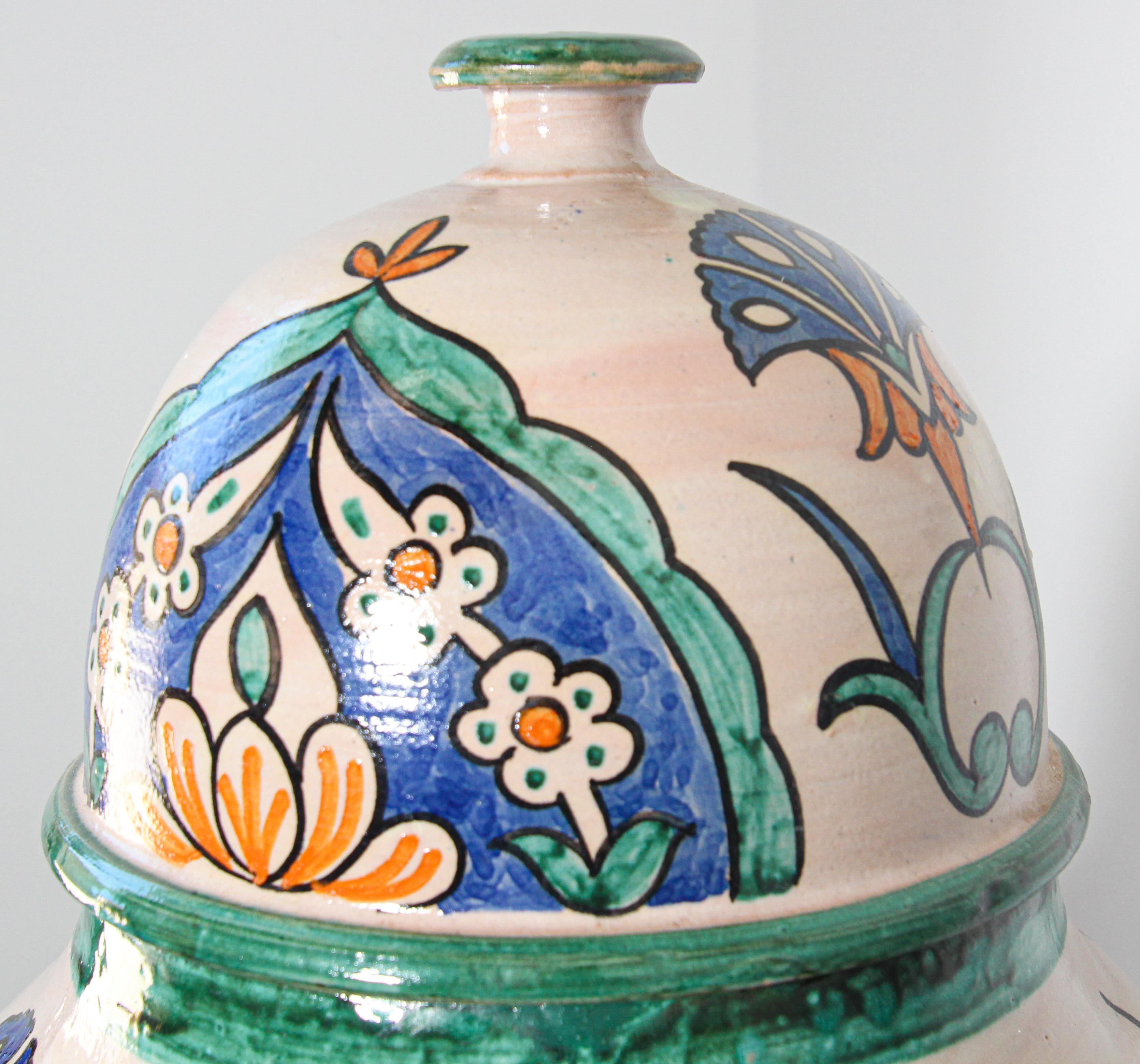 Moroccan Granada Ceramic Lidded Urn from Fez with Moorish Design 4