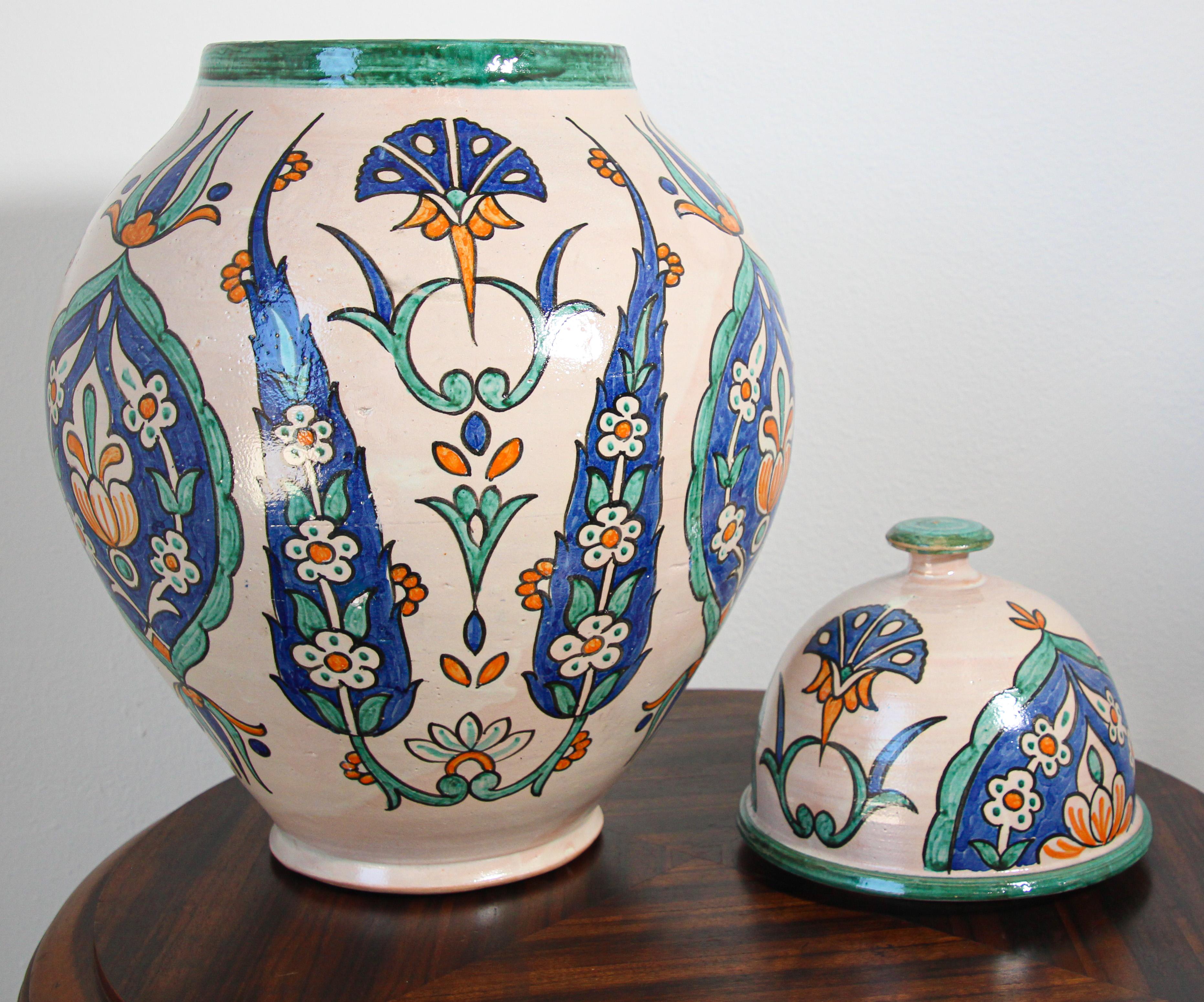 Moroccan Granada Ceramic Lidded Urn from Fez with Moorish Design 9