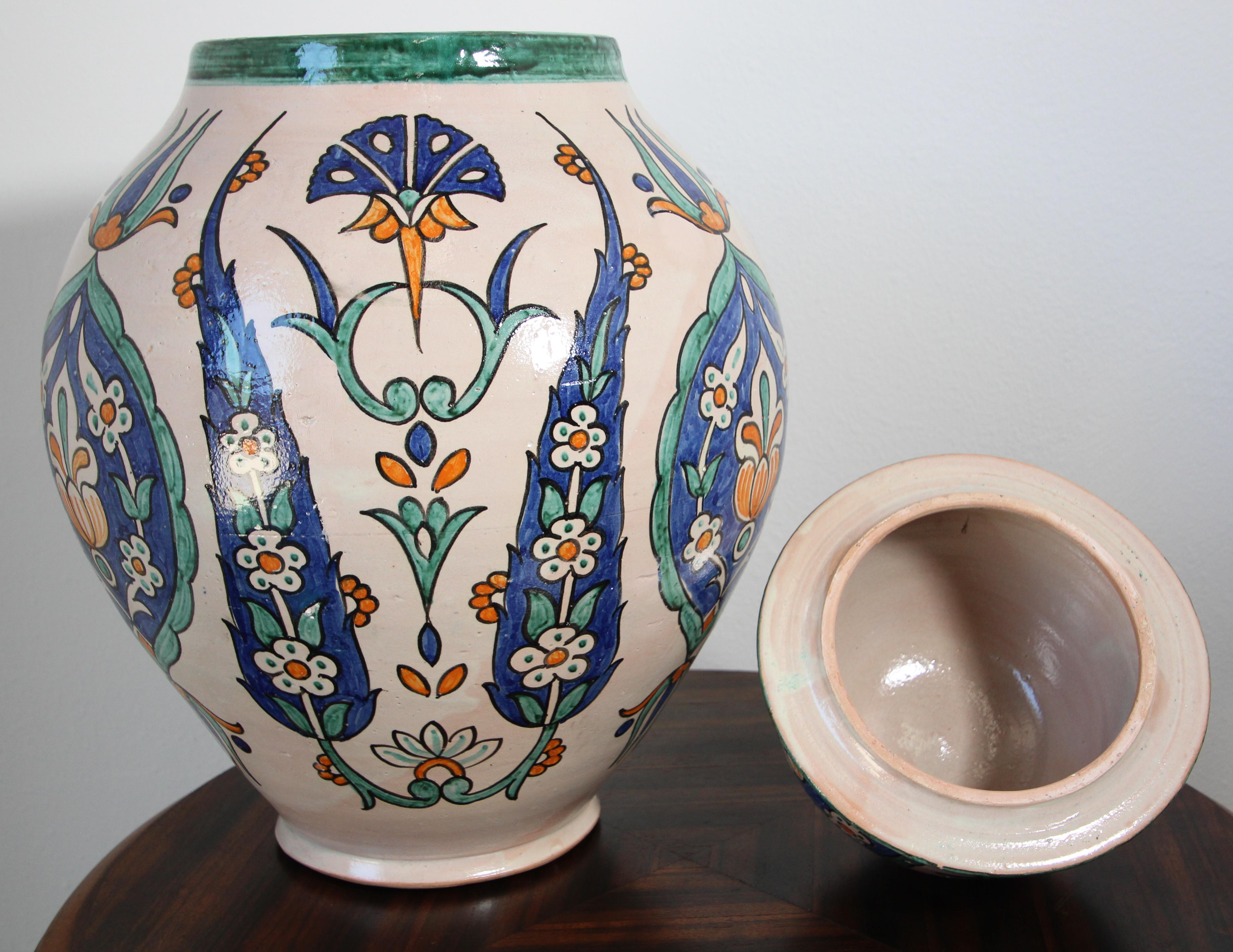 Moroccan Granada Ceramic Lidded Urn from Fez with Moorish Design 10