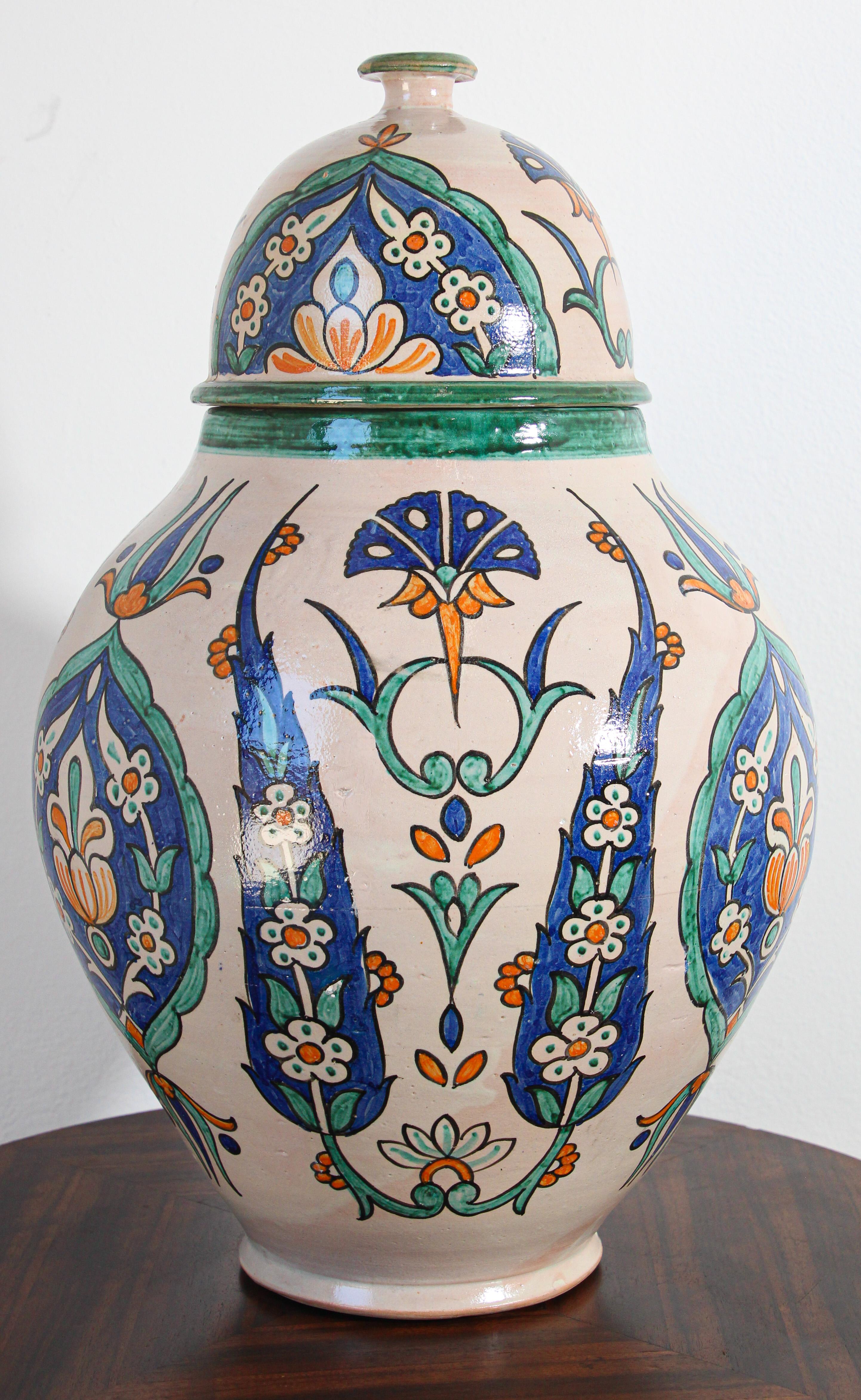 Moroccan Granada Ceramic Lidded Urn from Fez with Moorish Design 12