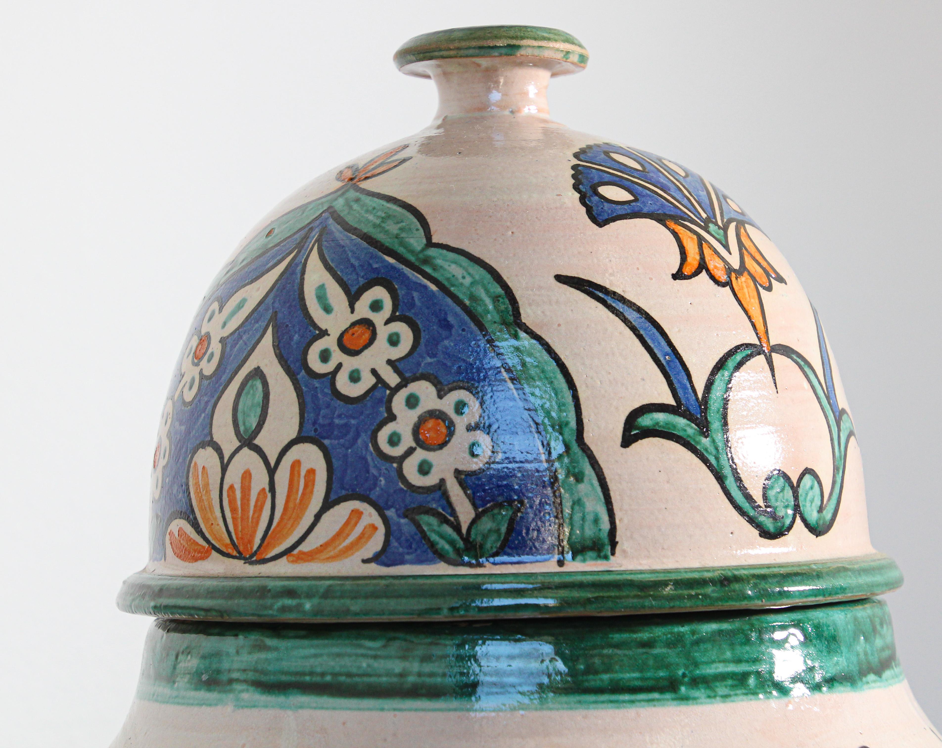 20th Century Moroccan Granada Ceramic Lidded Urn from Fez with Moorish Design