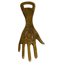 Marokkanische Hamsa Hand Messing Flaschenöffner Boho Talisman Barware 1960s