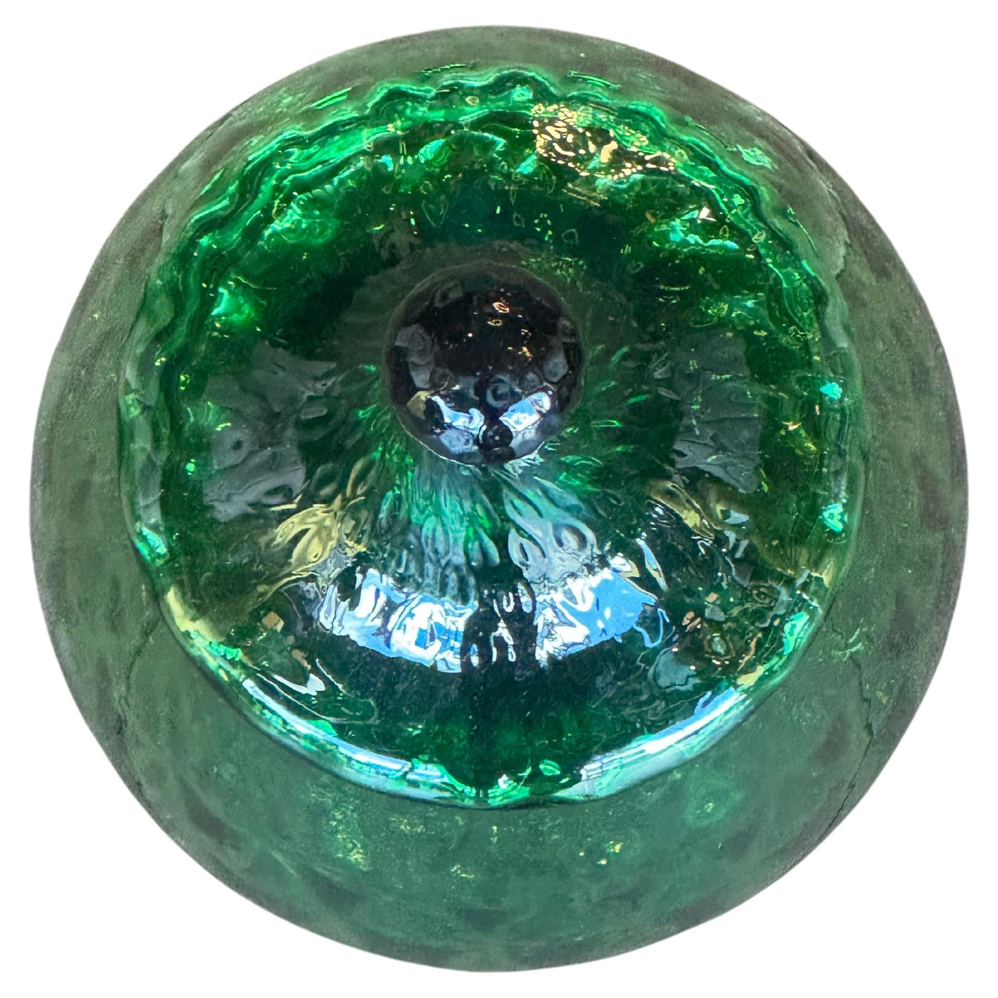 Moorish Moroccan Hand-Blown Emerald Green Glass Decanter For Sale
