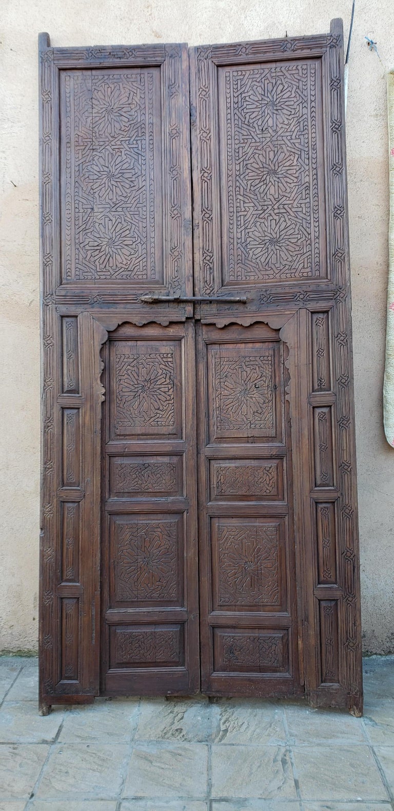Moroccan Hand Carved Double Door, Berber Style 23MD37 For Sale at 1stDibs