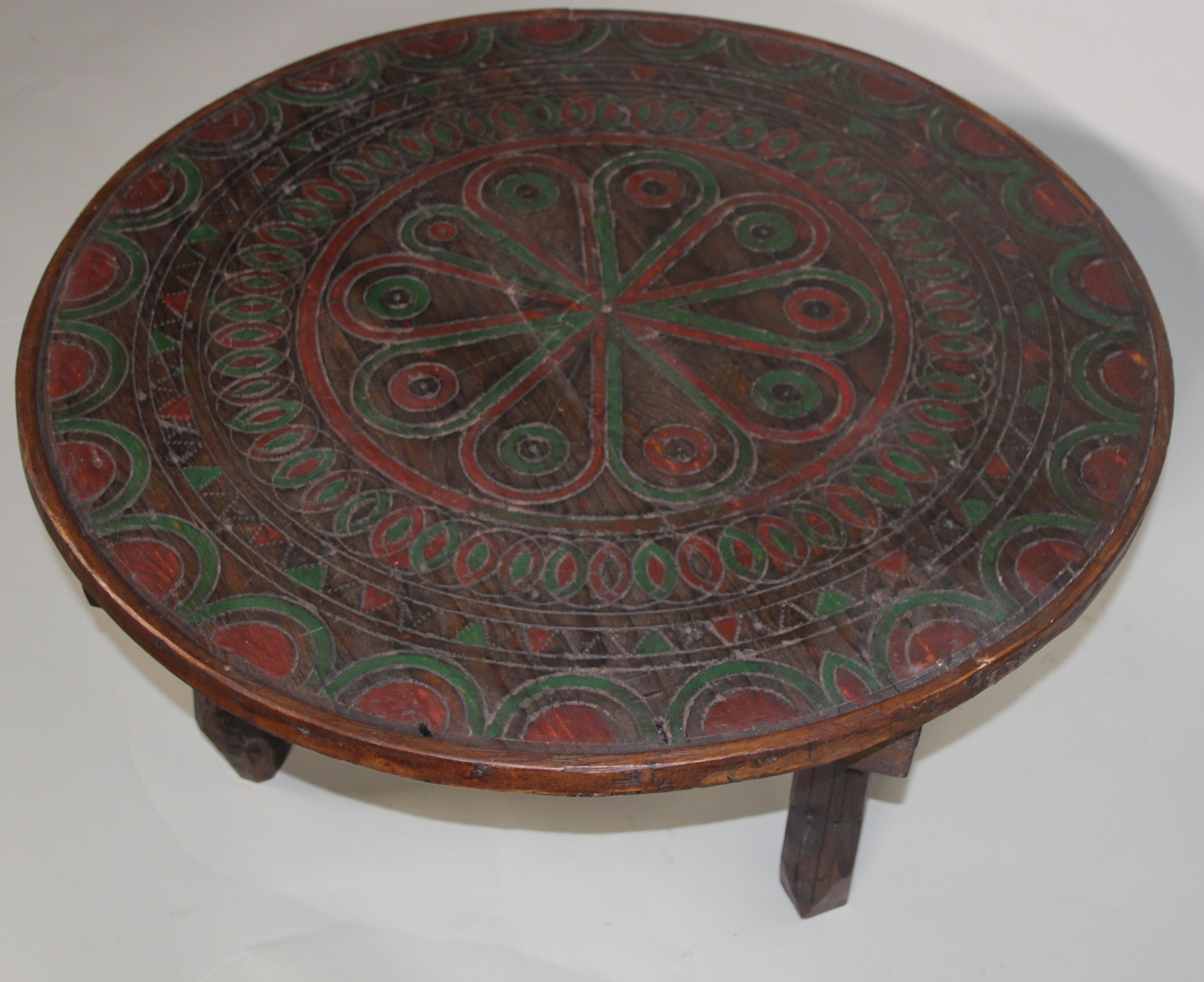 Moroccan Hand Carved Tribal Ethnic Low Coffee Table 8