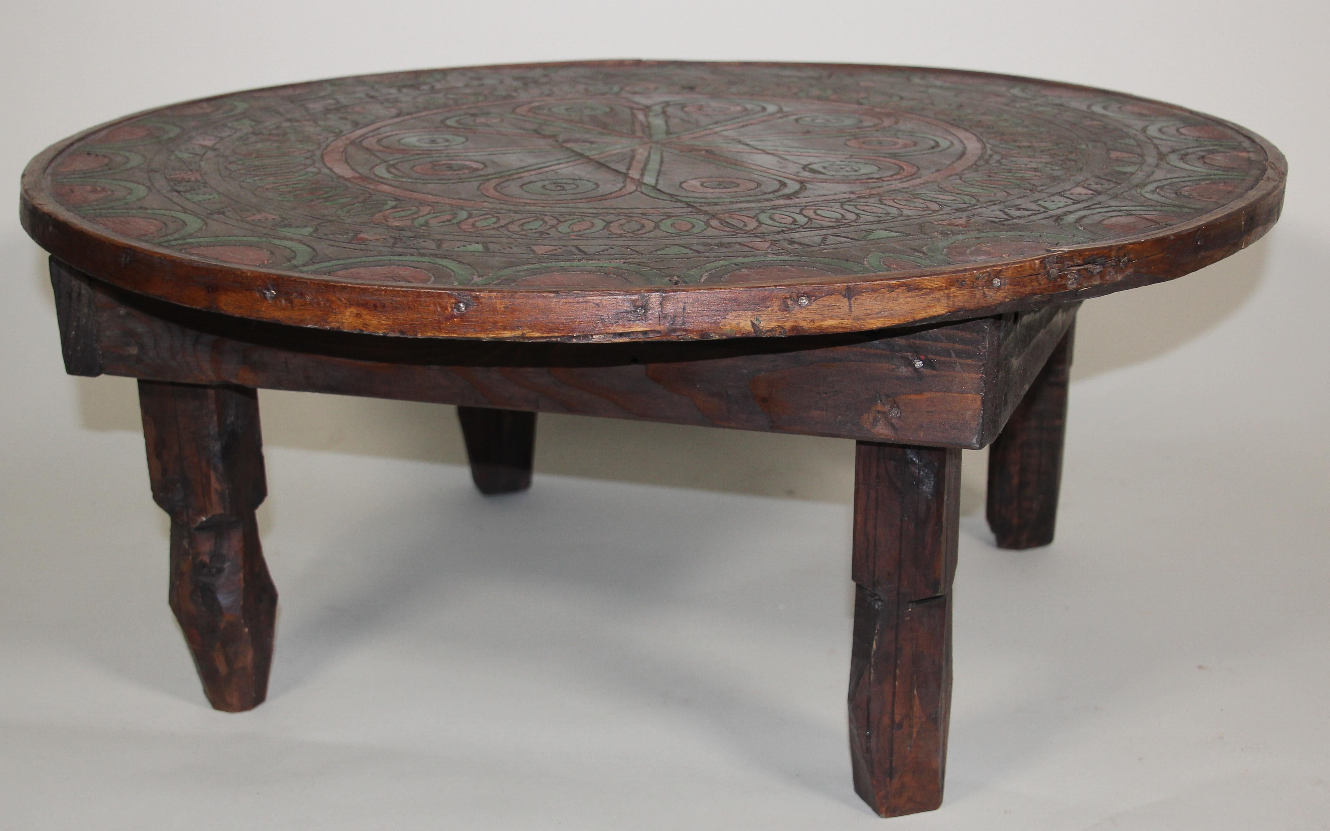 Moroccan Hand Carved Tribal Ethnic Low Coffee Table 9